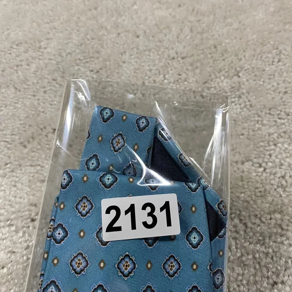 Y2K Vera Bradley for Baekgaard Tie Mens Blue Silk Handmade Geometric Menswear